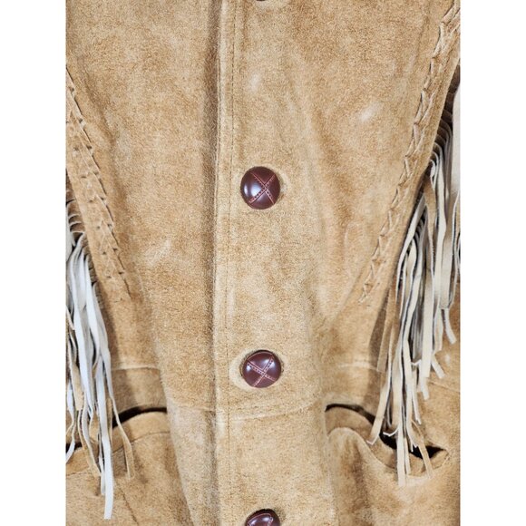 Vintage NOS Cocobee USA Mens Western "Yellowstone" Suede Fringe Coat ASOTV Camel - Picture 5 of 6